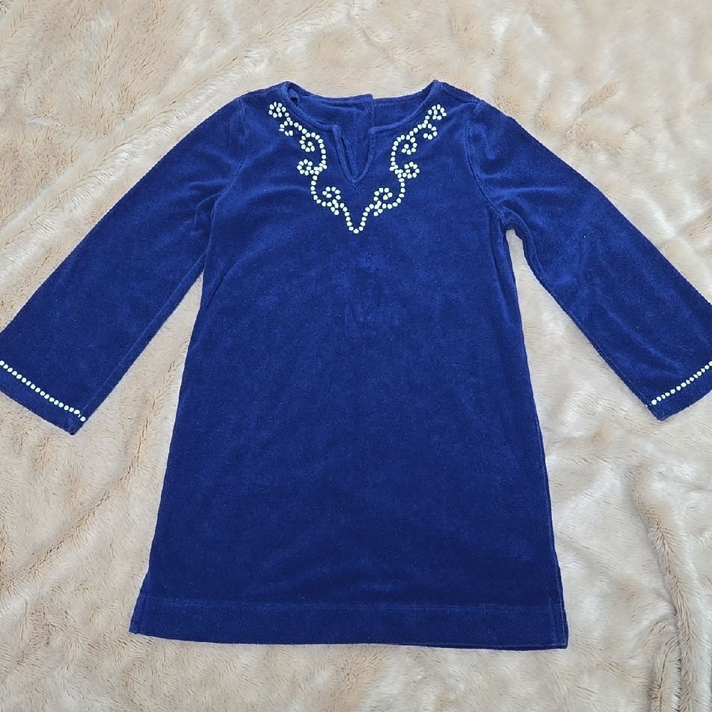 JANIE AND JACK BLUE LONG-SLEEVE SWIM COVER-UP, SIZE 8